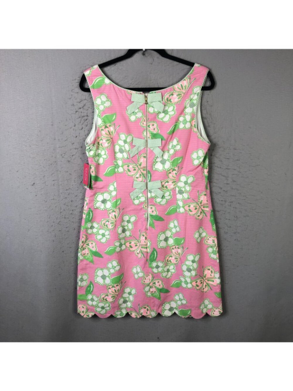 Lilly Pulitzer Dress Womens 14 Pink Butterfly Floral Shift Scallop Hem Nina NEW - Picture 2 of 16